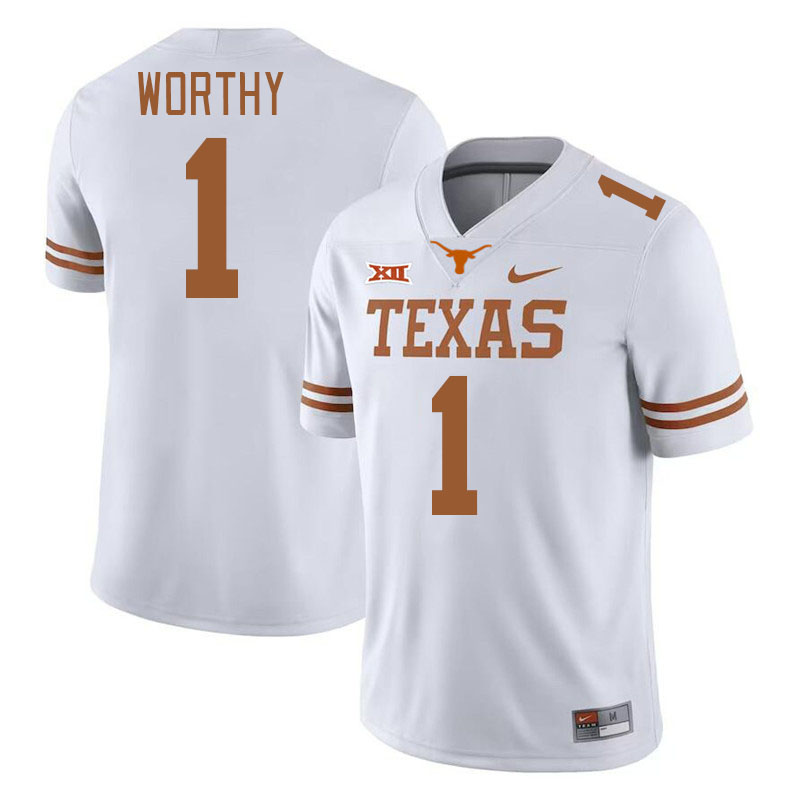 Men #1 Xavier Worthy Texas Longhorns 2023 College Football Jerseys Stitched-White
